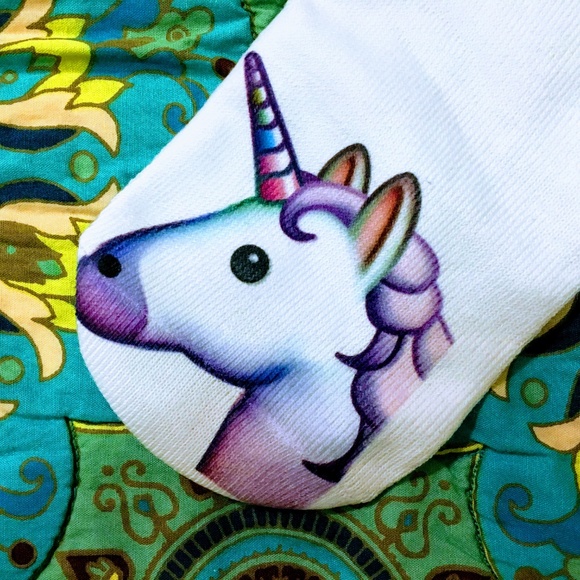 🦄 UNICORN🦄 Rainbow/White Festival Ankle Socks S - Picture 3 of 5